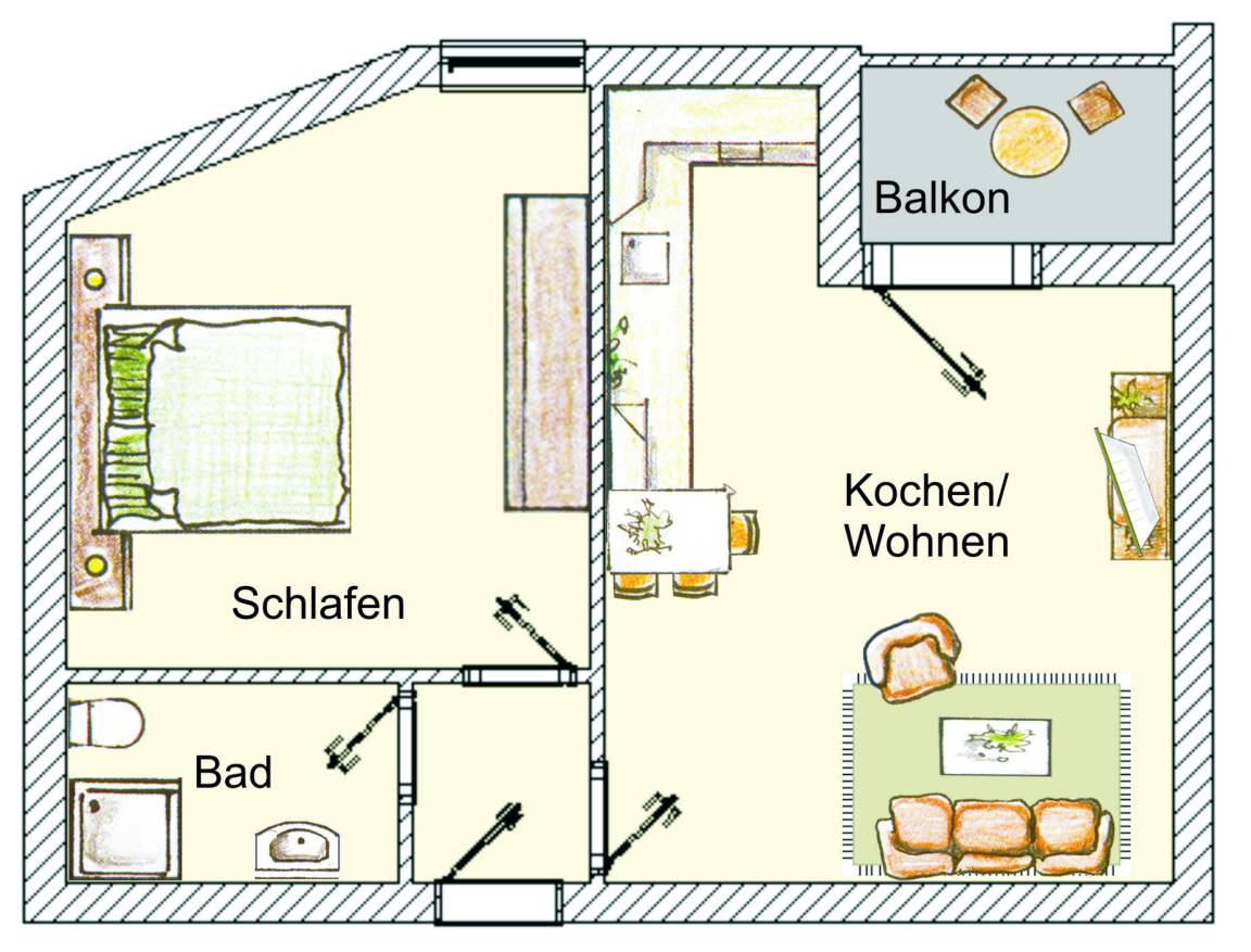 41 m² Ferienwohnung ∙ 1 Schlafzimmer ∙ 4 Gäste – Bild 12