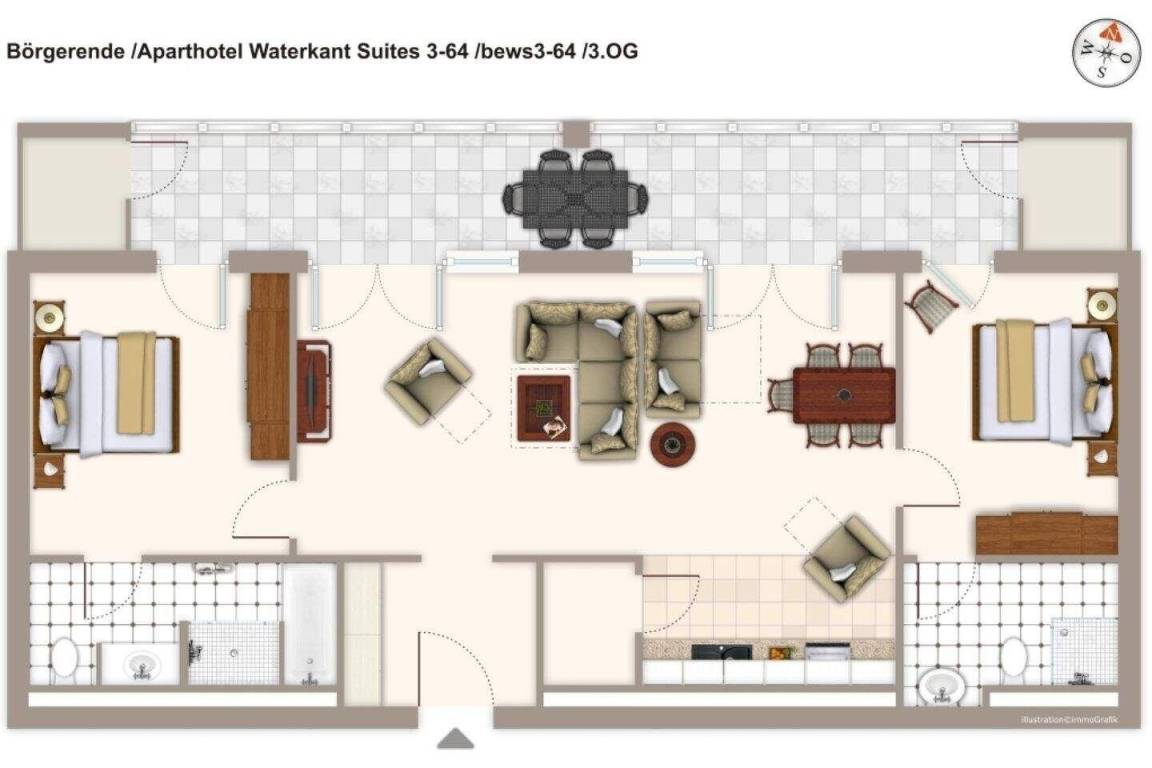 99 m² Ferienwohnung ∙ 2 Schlafzimmer ∙ 6 Gäste – Bild 11