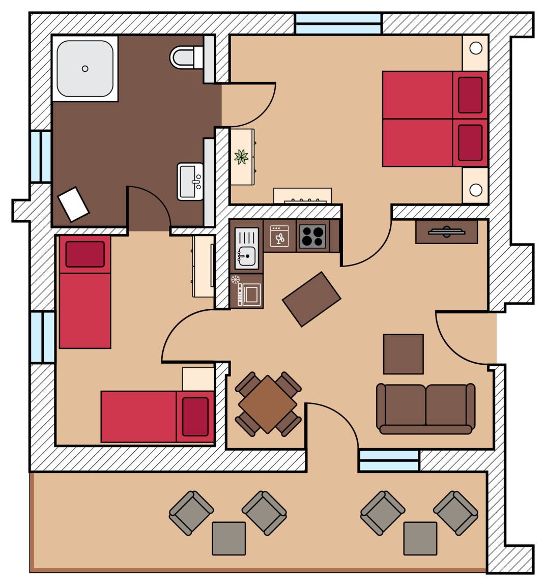 55 m² Ferienwohnung ∙ 2 Schlafzimmer ∙ 4 Gäste – Bild 7