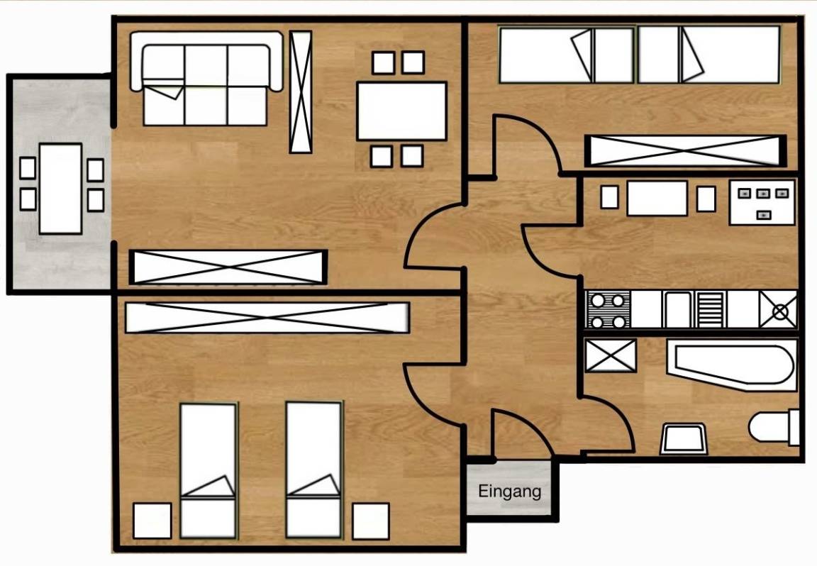 67 m² Ferienwohnung ∙ 2 Schlafzimmer ∙ 6 Gäste – Bild 10