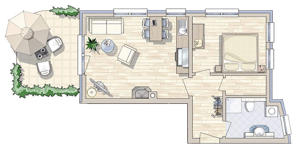 50 m² Ferienwohnung ∙ 1 Schlafzimmer ∙ 4 Gäste – Bild 16