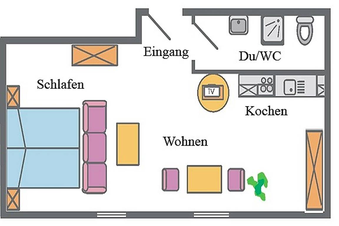 24 m² Ferienwohnung ∙ 1 Schlafzimmer ∙ 2 Gäste – Bild 8