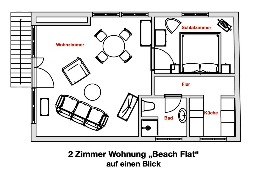60 m² Ferienwohnung ∙ 1 Schlafzimmer ∙ 4 Gäste – Bild 8