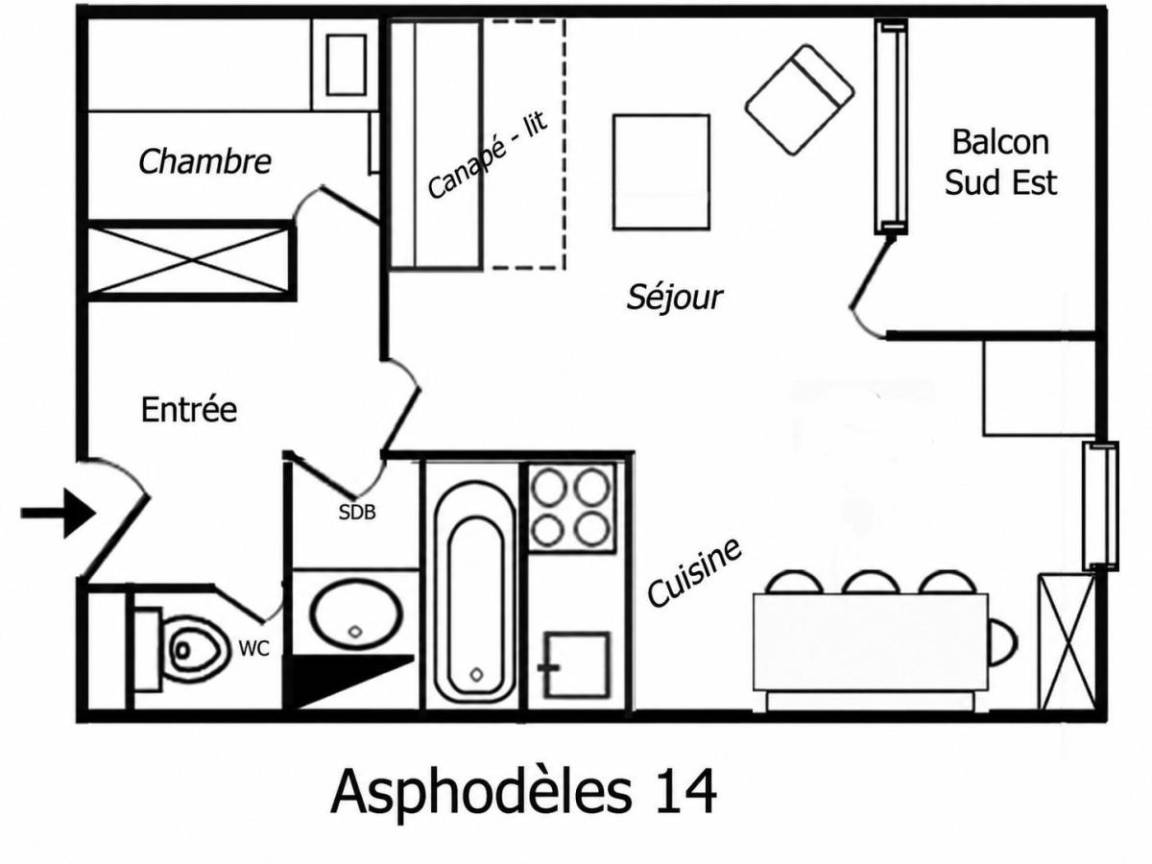 28 m&sup2; Ferienwohnung 1 Schlafzimmer 4 G&auml;ste