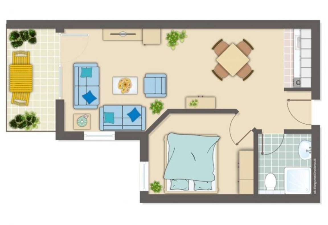 39 m² Ferienwohnung ∙ 1 Schlafzimmer ∙ 4 Gäste – Bild 11