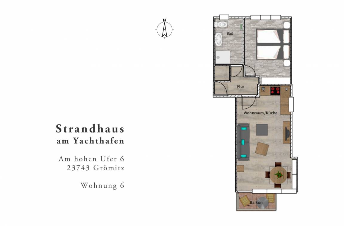 48 m² Ferienwohnung ∙ 1 Schlafzimmer ∙ 2 Gäste – Bild 15