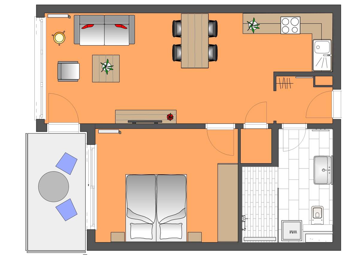 52 m² Ferienwohnung ∙ 1 Schlafzimmer ∙ 4 Gäste – Bild 17