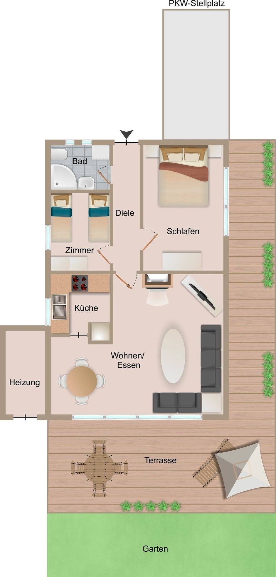 65 m² Ferienhaus ∙ 2 Schlafzimmer ∙ 4 Gäste – Bild 6