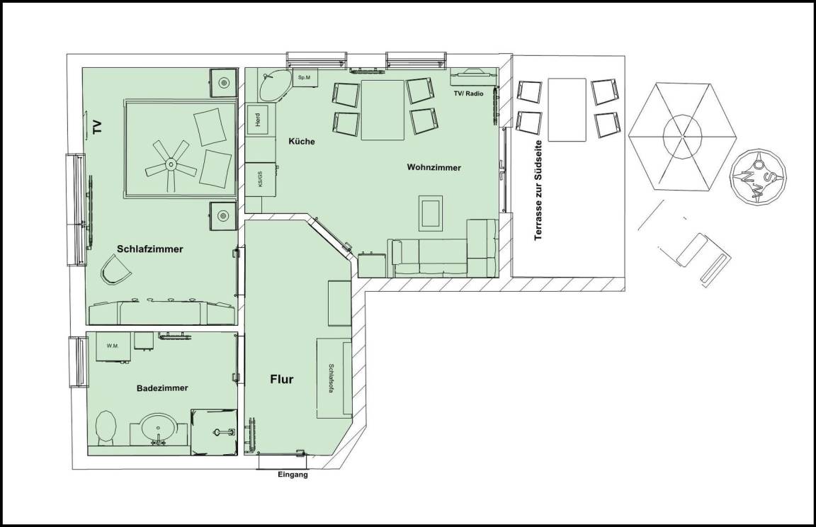 55 m² Ferienwohnung ∙ 1 Schlafzimmer ∙ 2 Gäste – Bild 18