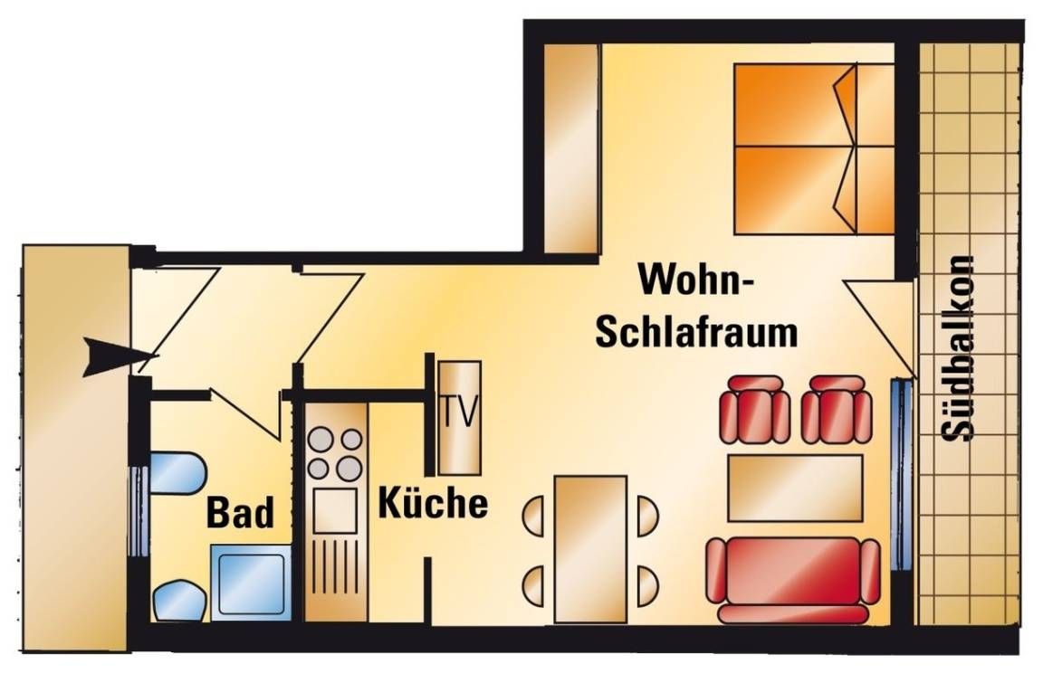 45 m² Ferienwohnung ∙ 1 Schlafzimmer ∙ 4 Gäste – Bild 14