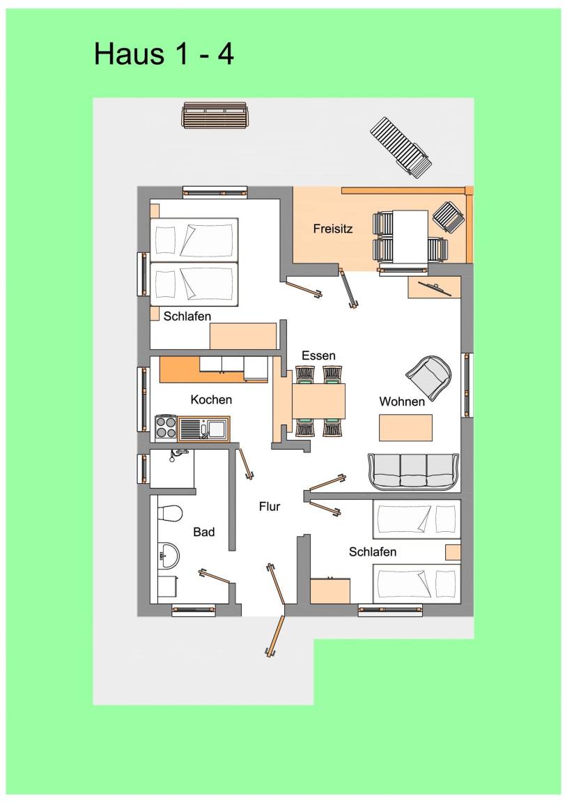 60 m² Ferienhaus ∙ 1 Schlafzimmer ∙ 2 Gäste – Bild 14