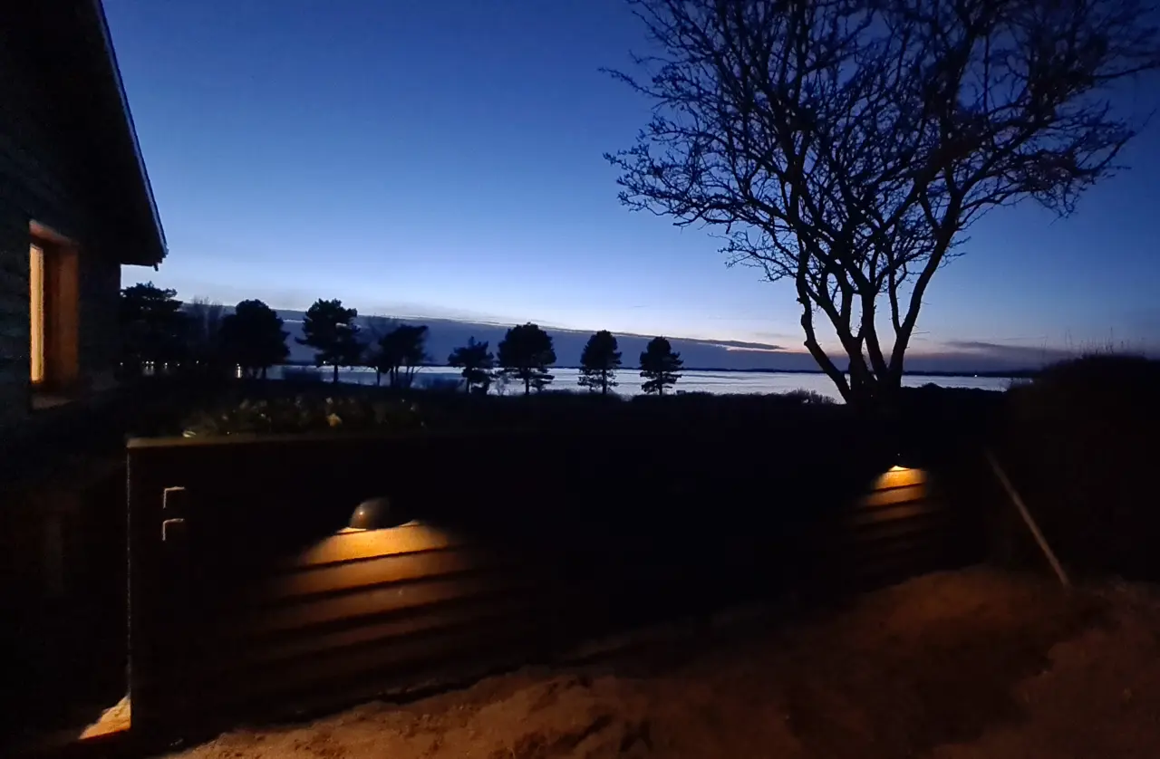 Nature Lodge with waterfront view at Falsters North Coast