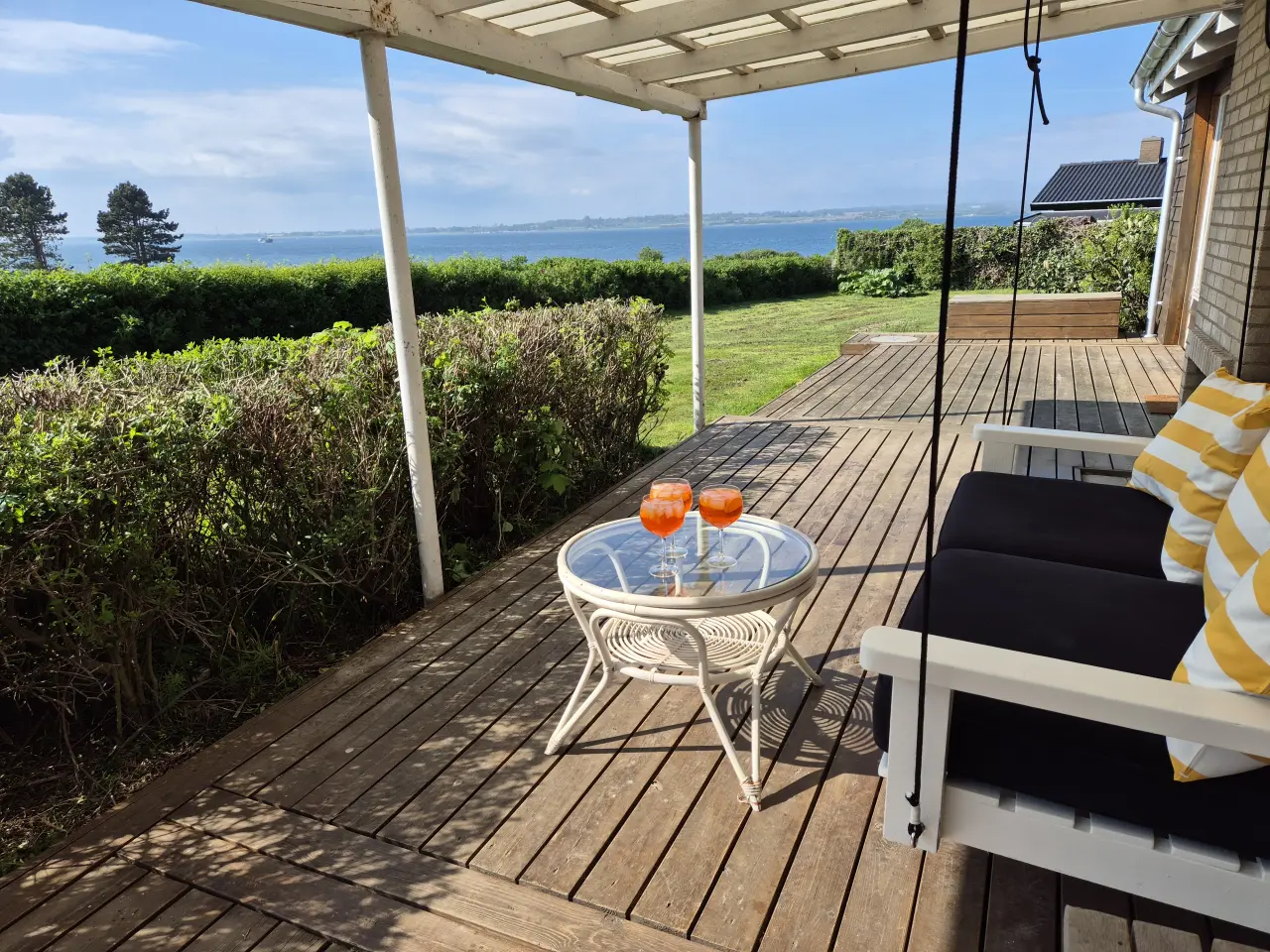 Nature Lodge with waterfront view at Falsters North Coast