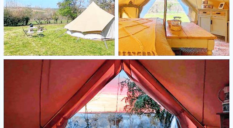 Tente glamping "bluebird" a la Ferme de la Cheveche in Namur