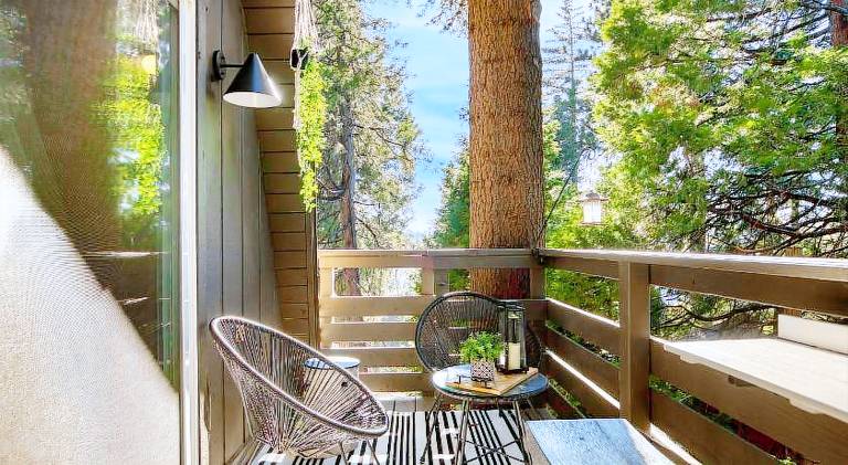 A-Frame Retreat Chic and Modern Forest Views Hammock Outdoor Dining Decks — photo 5