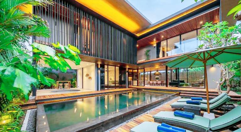Villa with yard, terrace & private pool in Kuta
