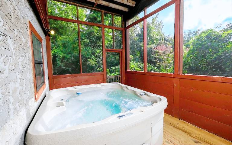 Cabin with patio, hot tub & yard | Mountain view — photo 3