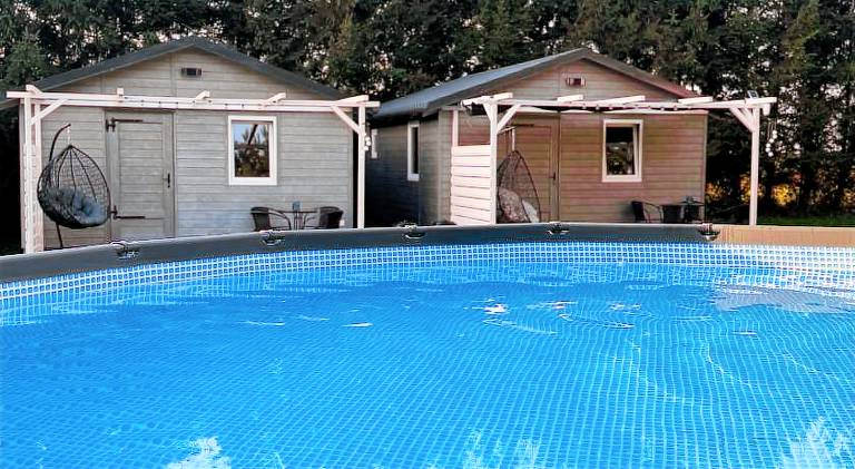 House with barbeque, yard & patio in Darlowo