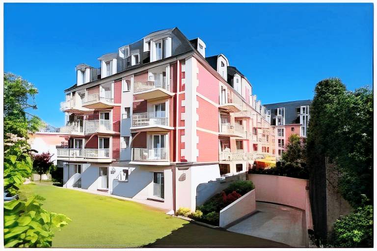 Serviced apartment with sauna, yard & pool in Touques