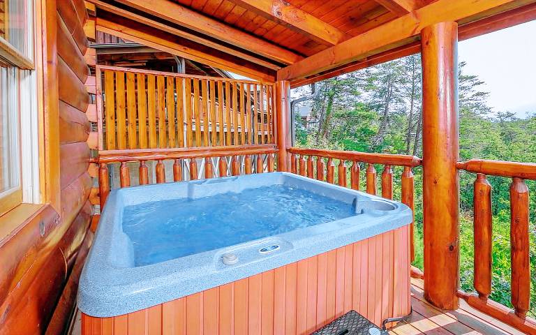 Cabin with grill, jacuzzi & pool | Mountain view — photo 2