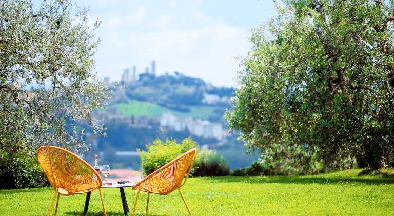 Apartment with yard, patio & barbeque in San Gimignano