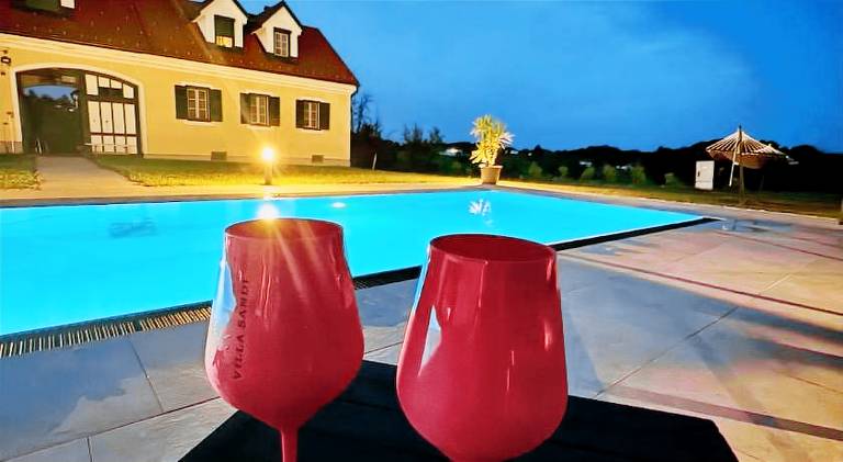 Rental apartment with pool, terrace & yard in Jennersdorf