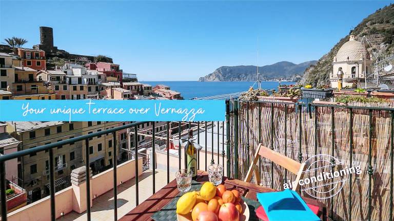 Family-oriented rental apartment with patio & garden | Water view | Beach nearby | Pets allowed in Vernazza
