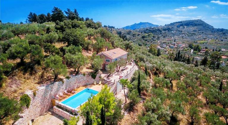 Villa with patio, yard & private pool in Zakynthos