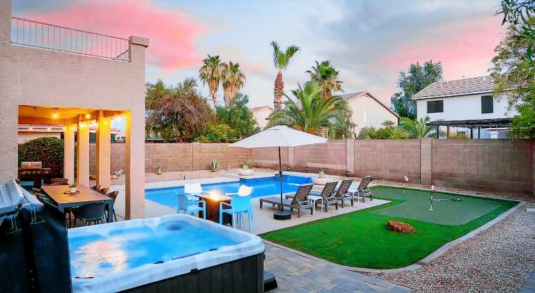 Fully equipped vacation home with grill, private pool & jacuzzi | Perfect for remote work | Pet-friendly in Chandler, AZ