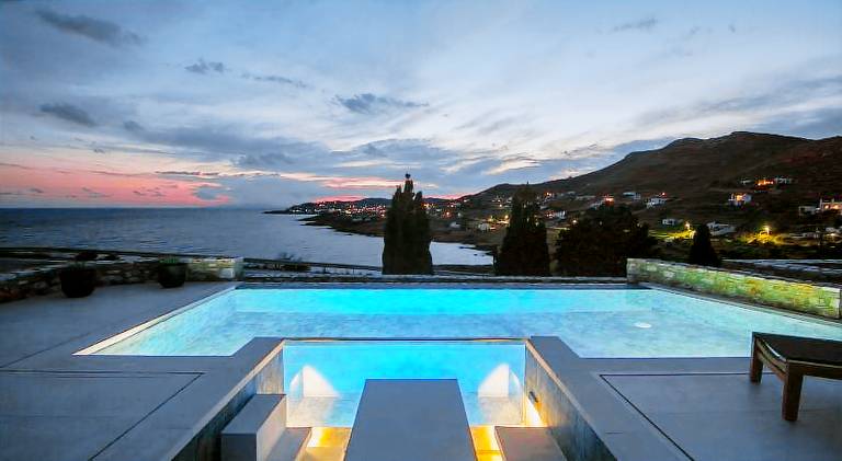 Villa with pool, terrace & yard in Syros