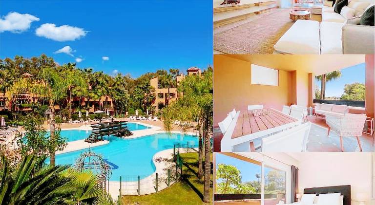 Apartment with large terrace, swimming pool and green areas, next to Puerto Banus in Marbella