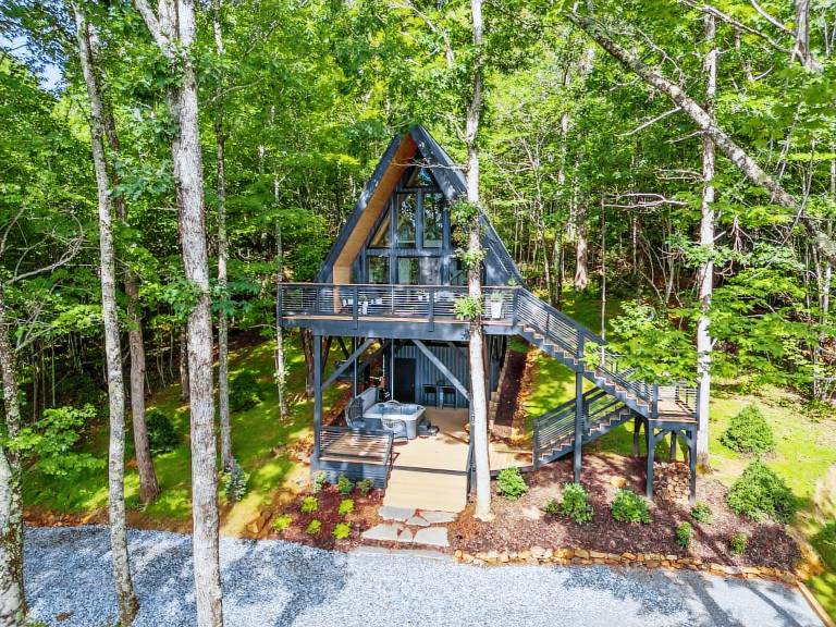 Alpine A-Frame Modern Treehouse with Hot Tub and Views — photo 2