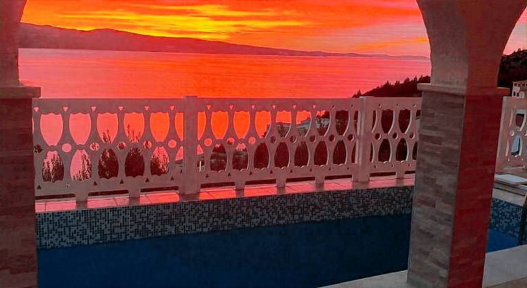 Rental apartment with terrace & pool in Omis