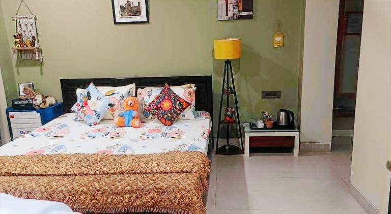 Riverside Palm Deluxe Double Room with AC in a house near Kamakhya and IHR in Guwahati