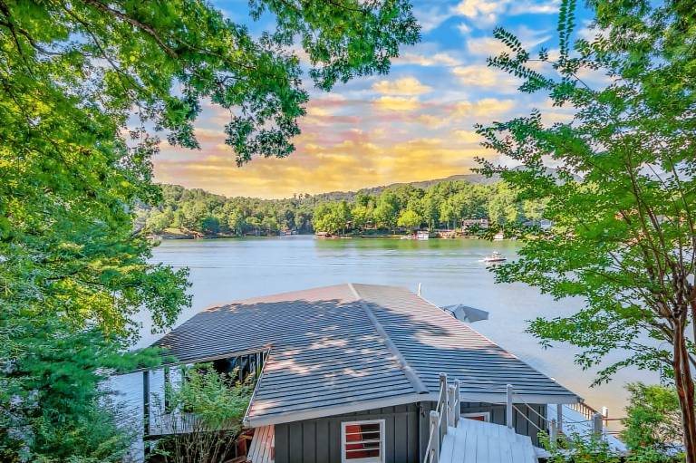 Lake Al'Lure Pet Friendly Lake Lure Waterfront Home Boathouse & Game Room — photo 2