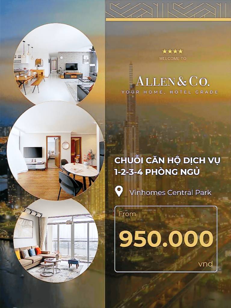 Allen luxury apartment - Vinhomes central park in Ho Chi Minh City