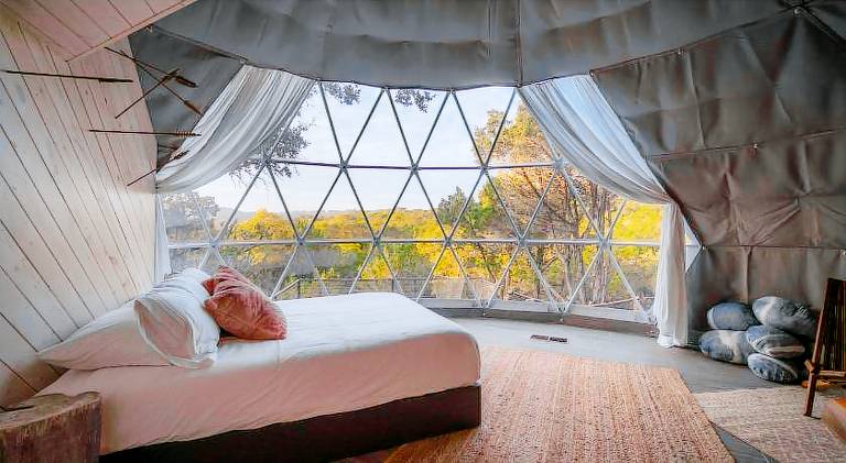 Tent with patio | Pets are welcome in Burnet, TX
