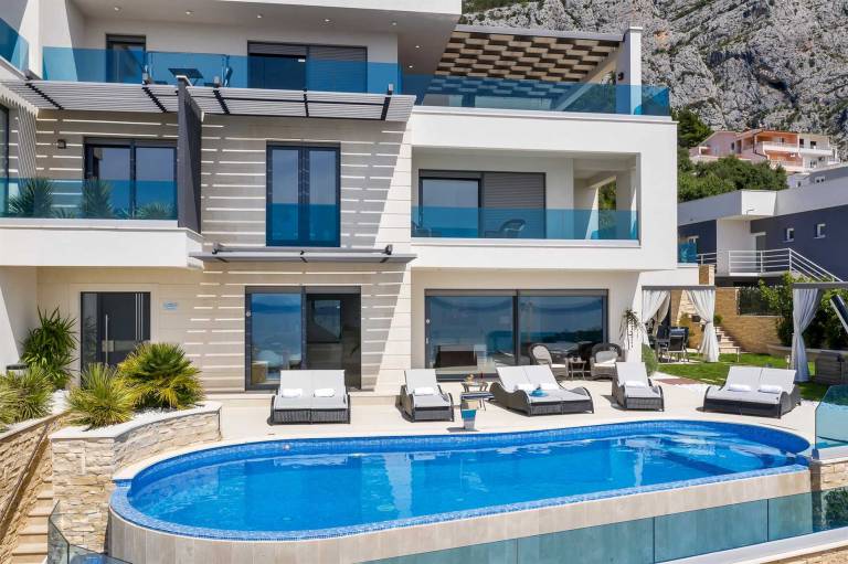 Villa with patio, jacuzzi & private pool | Pool view in Tucepi