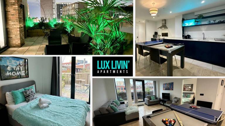 Holiday apartment with yard & patio | Close to Museum of Science and Industry | Pets are welcome in Manchester