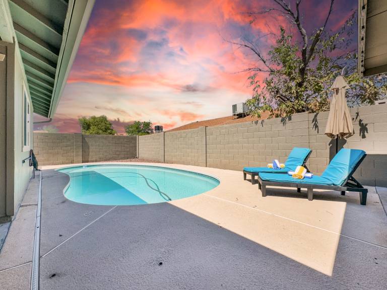 The Splash House Pool Firepit Shuffleboard