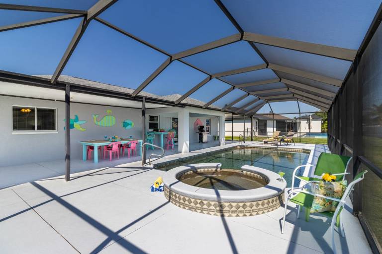 Heated Pool, Lanai, Grill and Games - Villa Sandy Cheeks - Roelens Vacations in Cape Coral, FL