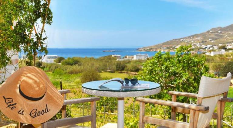 Villa with terrace, barbecue & yard in Syros