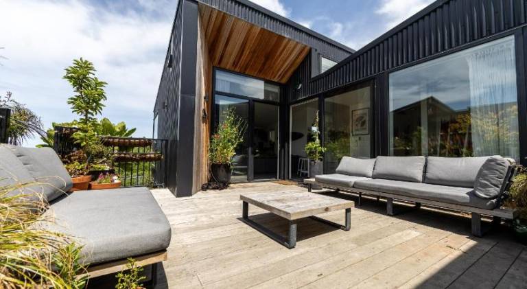 Elevated architectural home with stunning sea views in Dunedin