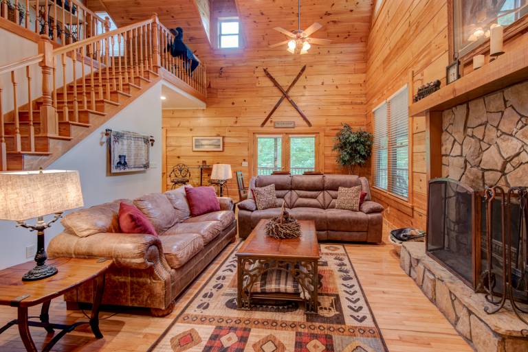 Hebron Falls Cabin: Wraparound Porch Hot Tub Pool Table Dog Friendly Firepit — photo 4