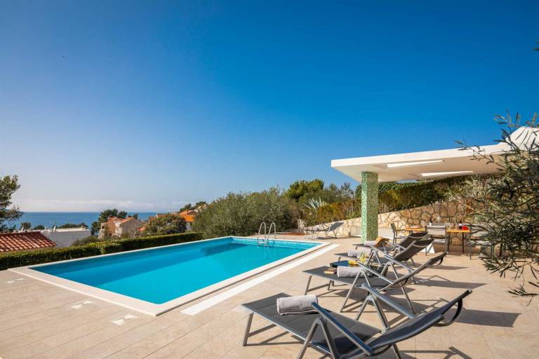 Villa with patio, garden & barbeque | Pool view in Sibenik