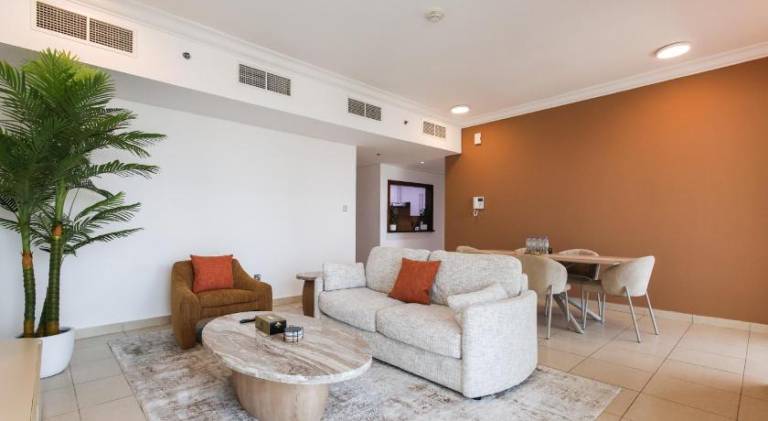 Bright 2BR with Burj, Sea & City Views - Walk to Mall in Dubai