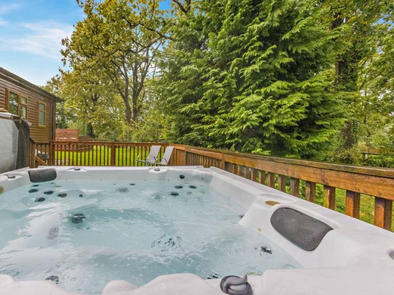Fully equipped beautiful lodge with terrace, hot tub & yard | Pet-friendly in Okehampton