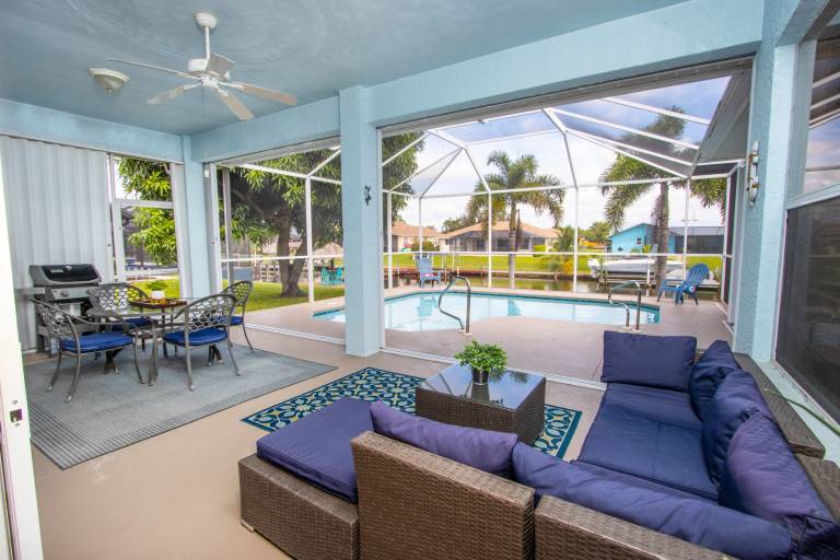 Child-friendly ample vacation home with private pool & BBQ | River view | Pets allowed in Cape Coral, FL