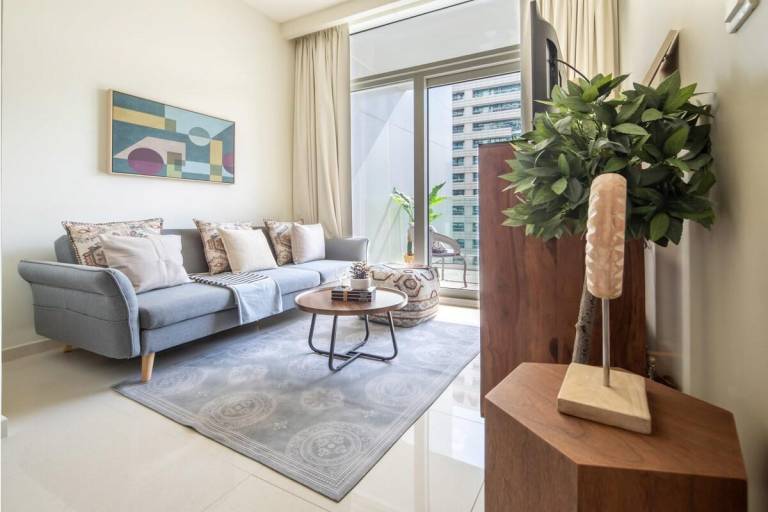 Family-oriented wonderful rental apartment with garden, terrace & sauna | Suitable for remote work | Dogs allowed in Dubai