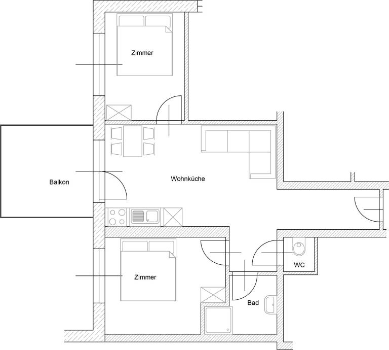 Appartement Fewo Dusche oder Bad WC ruhig